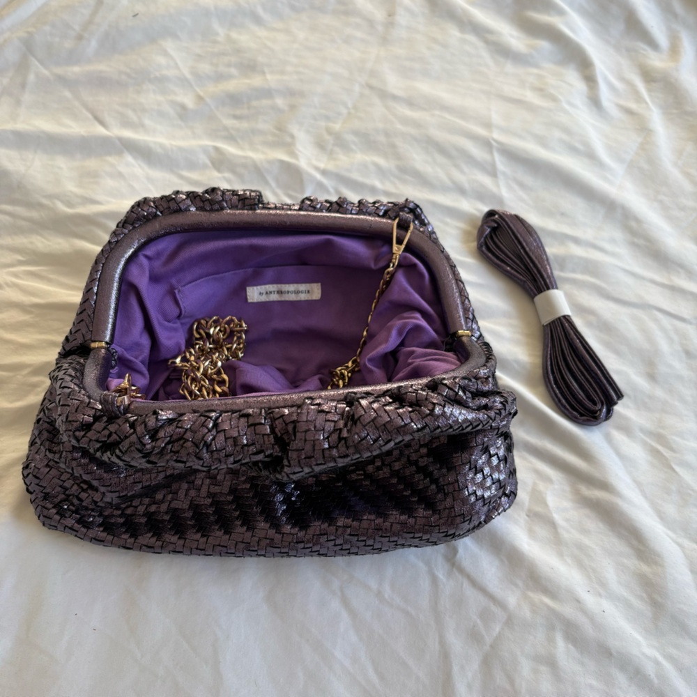 Anthropologie Shimmering Purple Clutch